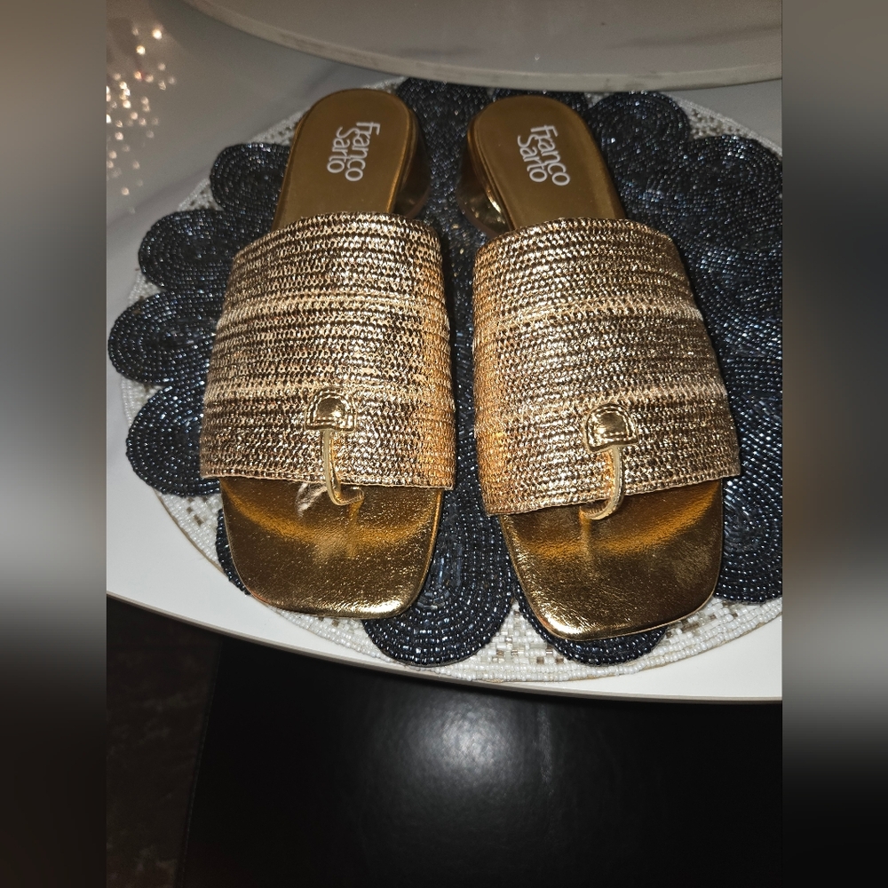 Franco Sarto Metallic Gold Slide Sandals